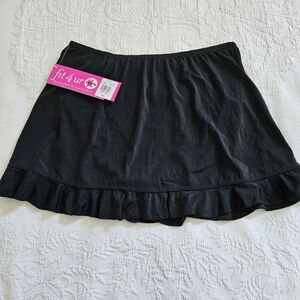NWT Fit 4 U swim skirt swimsuit bottoms black size 20W